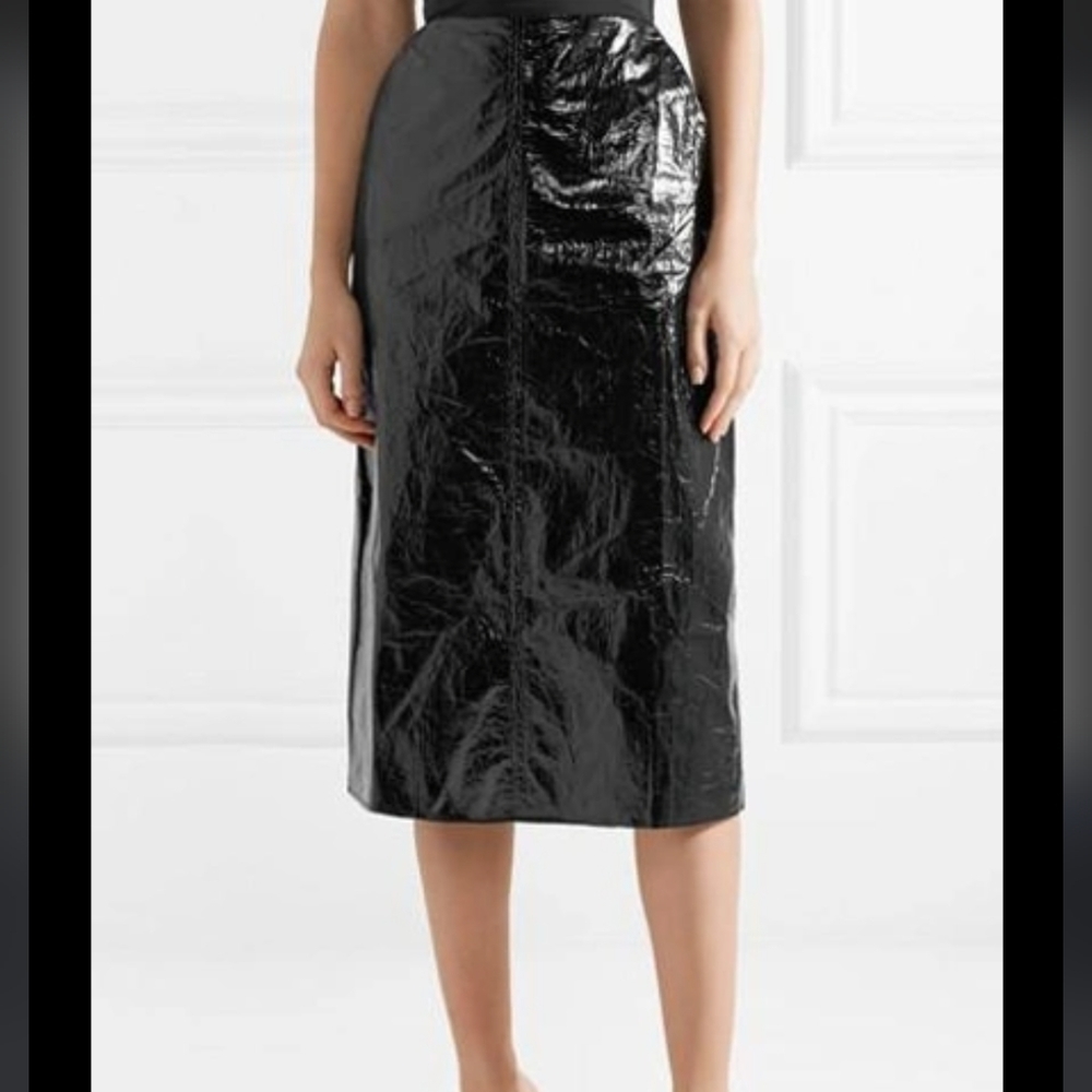 Georgia Alice Black‎ Patent Leather Midi Pencil Skirt